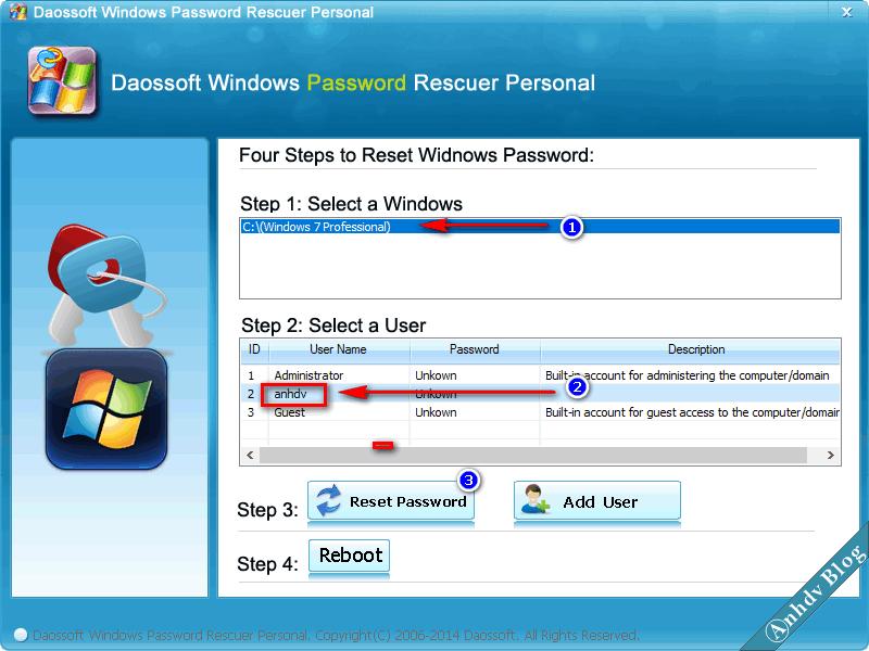 Reset mật khẩu Windows với Daossoft 1