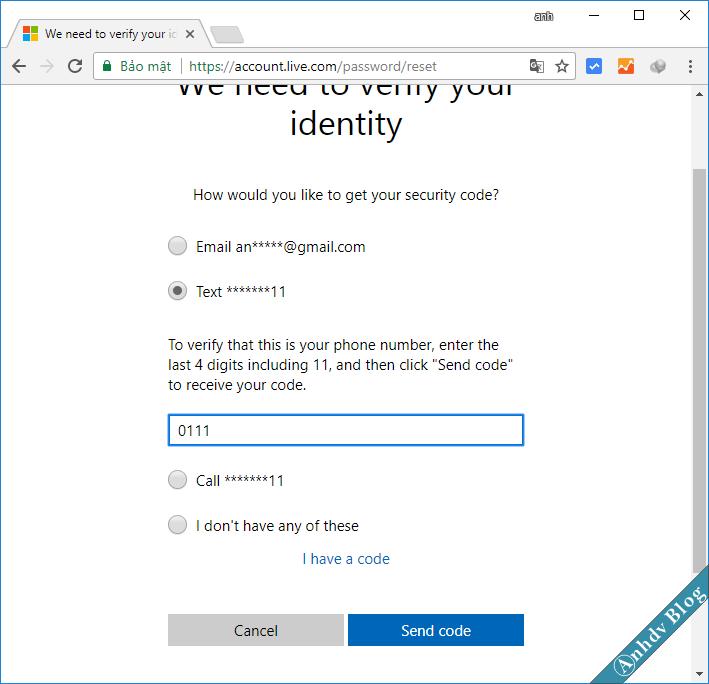 Reset mật khẩu Windows cho tài khoản Live Microsoft 3