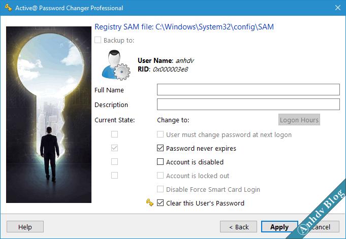 Reset mật khẩu Windows bằng Active Password changer 5